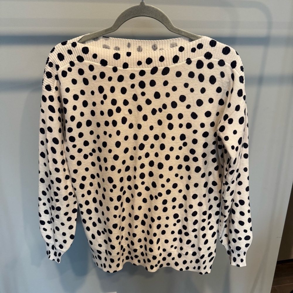LOFT Navy and White Polka Dot Sweater
